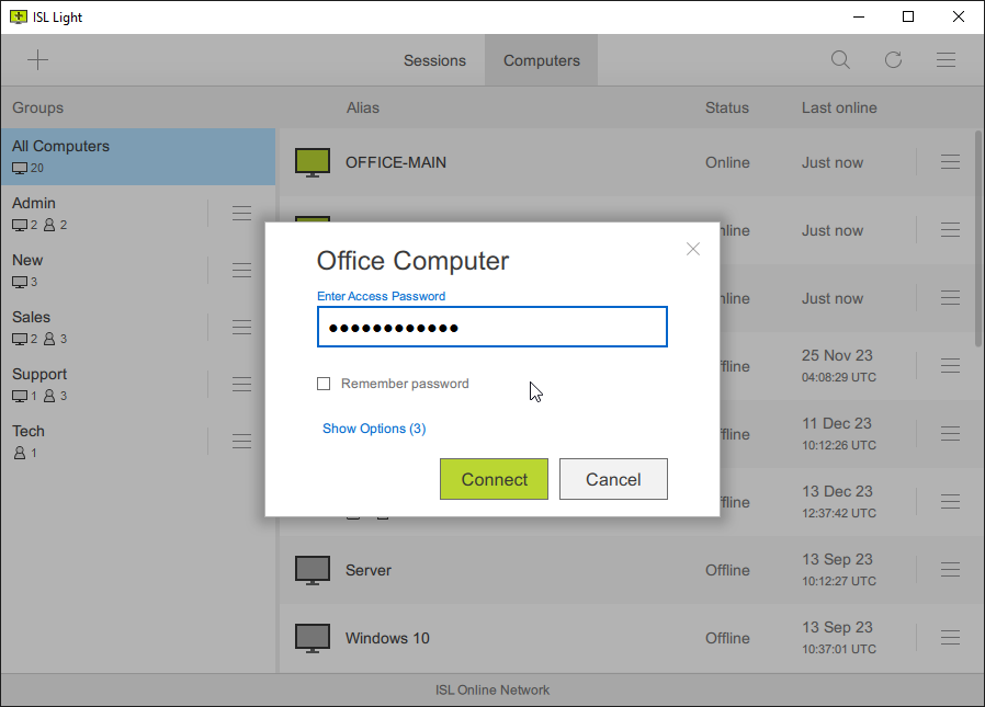 Koble til med et passord trinn 2