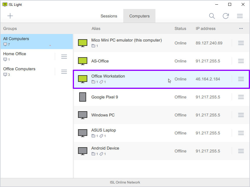 Ajustar Acesso Isolado