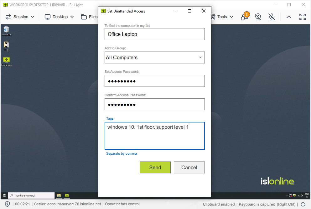 Configure o Acesso em Sessão