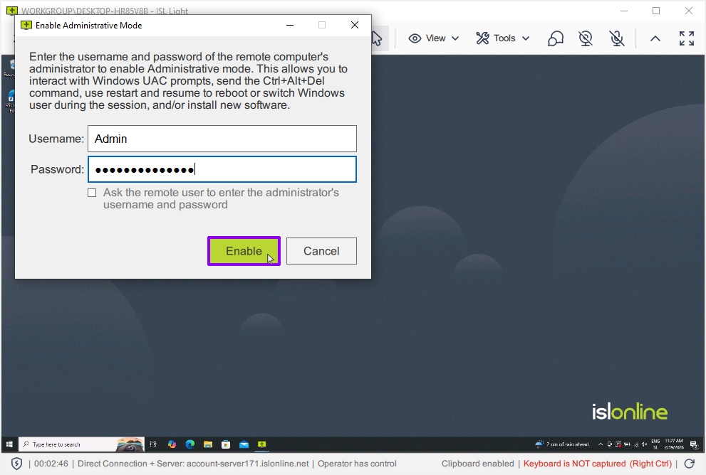 Enable Administrative Mode
