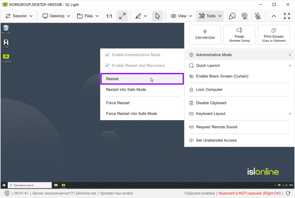 Restart and Resume Options