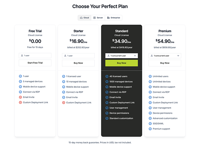 Simple and transparent pricing