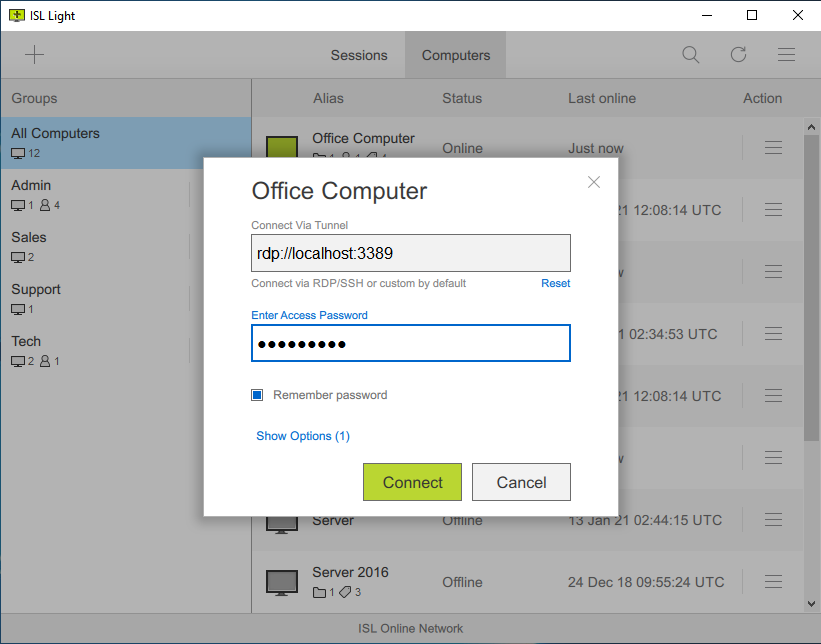 Verbinden via RDP/SSH