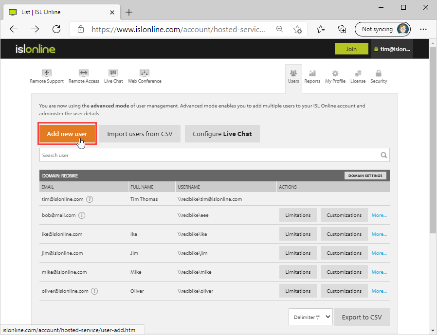 Crear Cuentas para Operadores