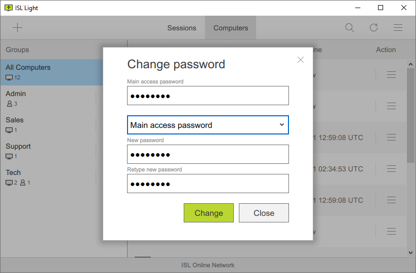 Main Access Password