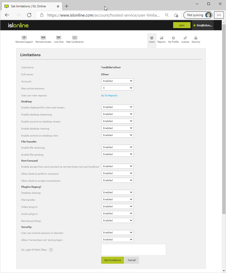 Définir des limites