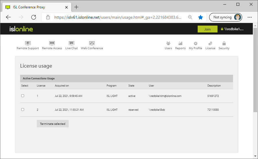 Manage License Usage