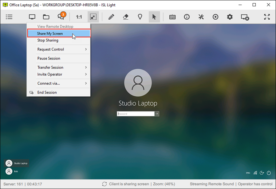 Partilhar o meu Ecrã