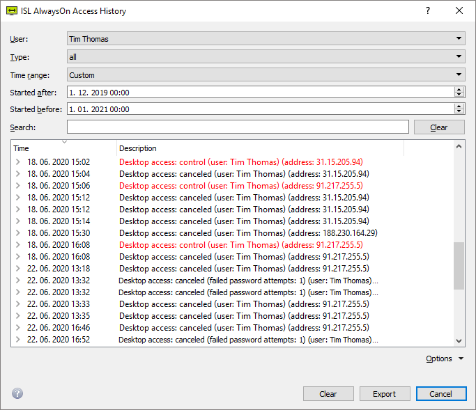 Computer Access History